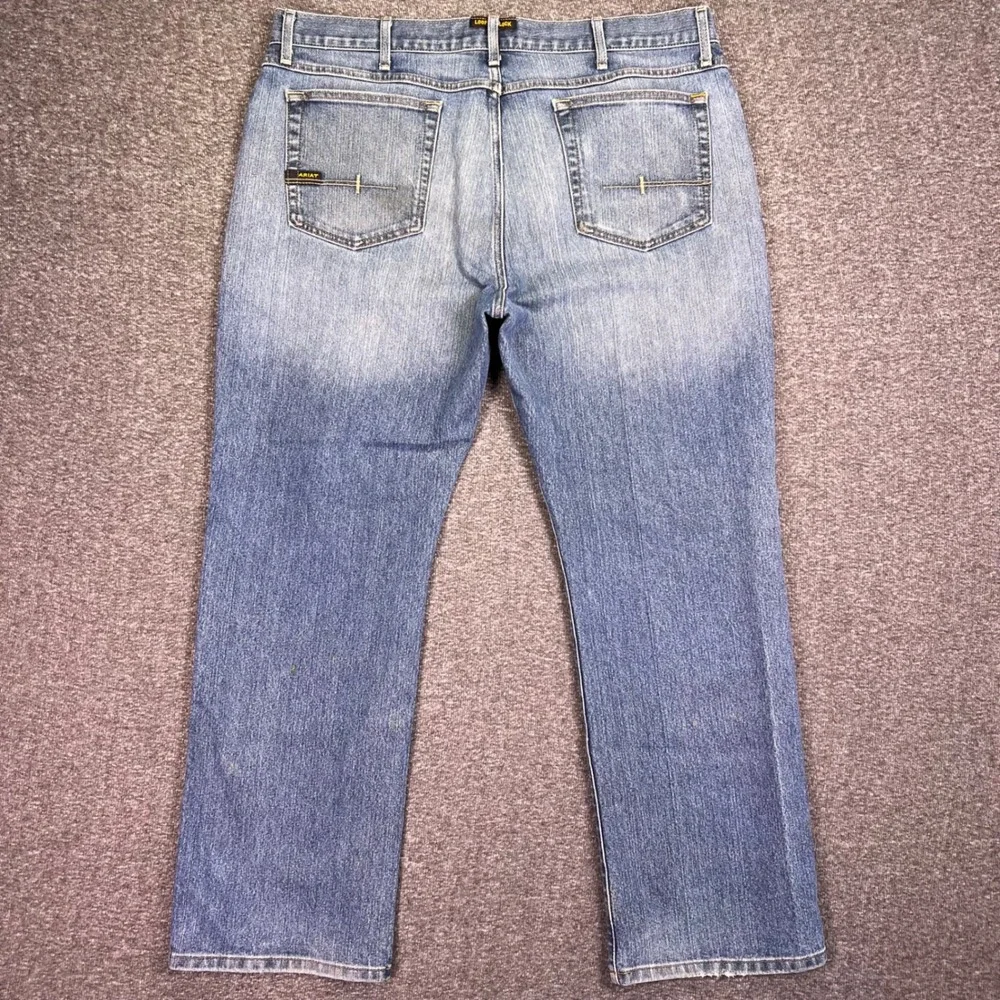 Ariat Rebar M4 Jeans Mens 41x31 Light Wash Cowboy Relaxed Bootcut Workwear Denim